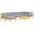 Juego de muebles de jardín 8 pzas y cojines madera maciza