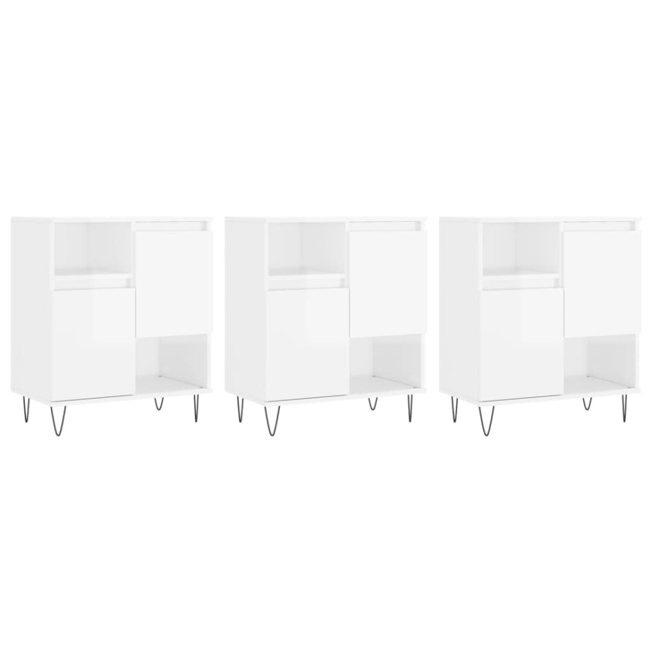 Aparadores 3 uds madera contrachapada blanco