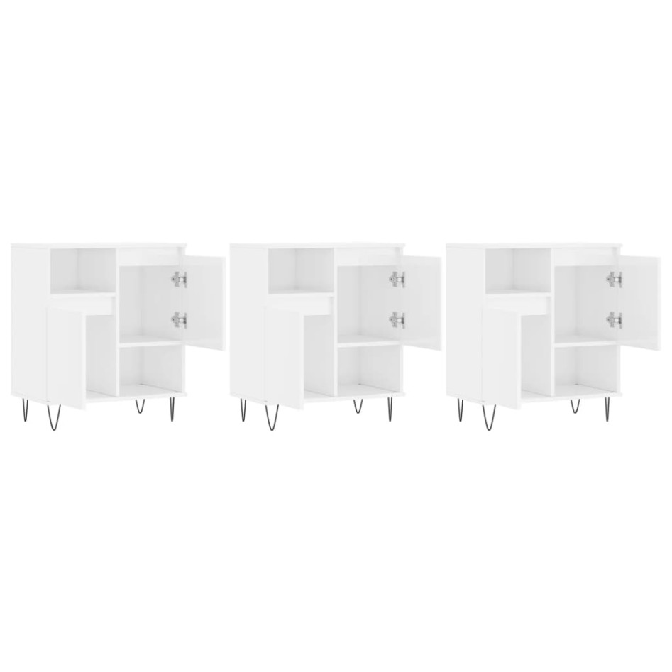 Aparadores 3 uds madera contrachapada blanco