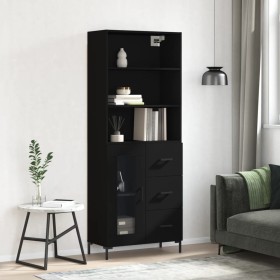Aparador alto madera contrachapada negro 69,5x34x180