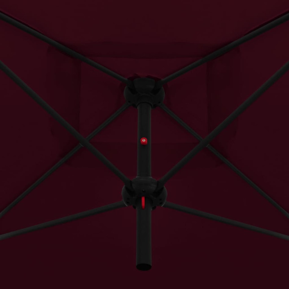Sombrilla doble con palo de acero rojo burdeos 250x250
