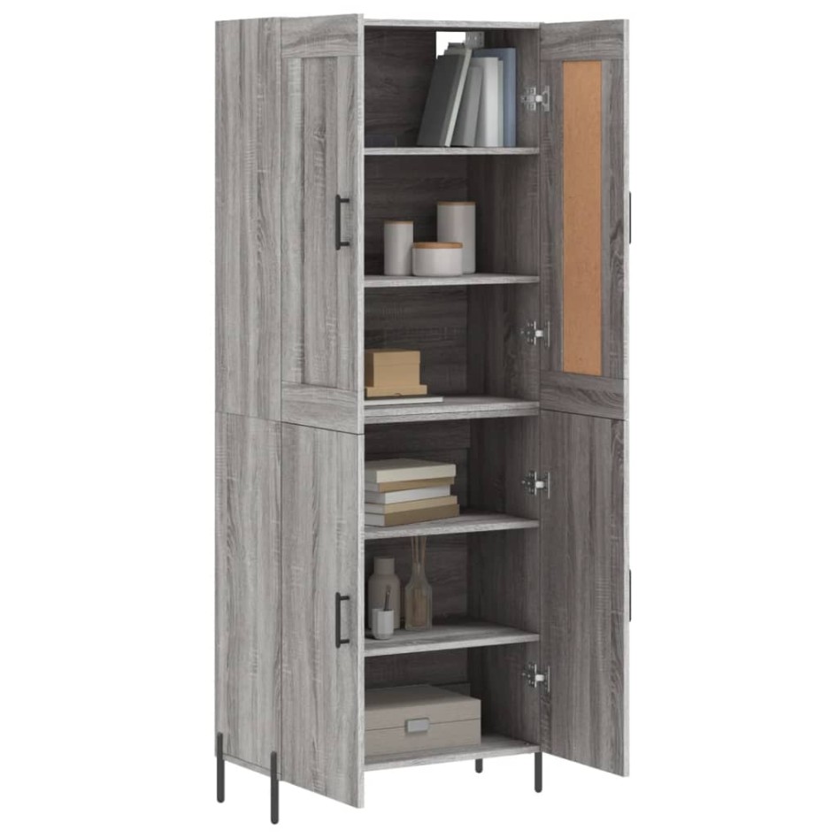 Aparador alto madera contrachapada gris sonoma 69,5x34x180