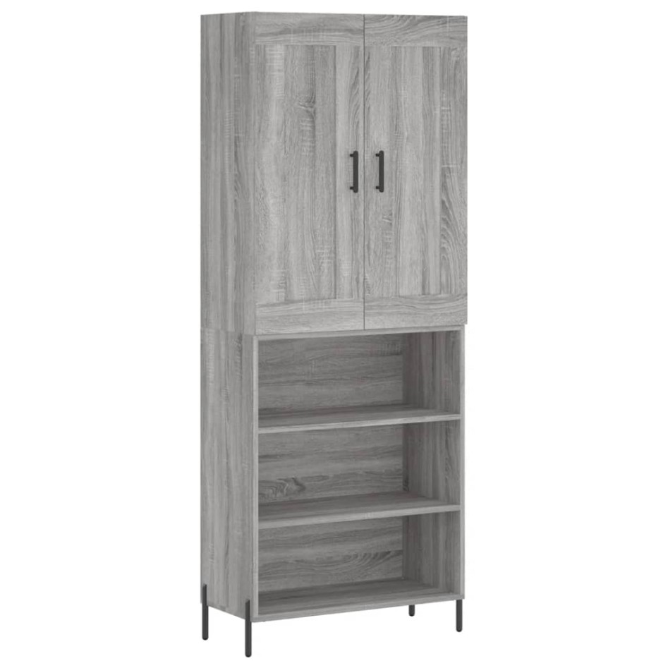 Aparador alto madera contrachapada gris sonoma 69,5x34x180