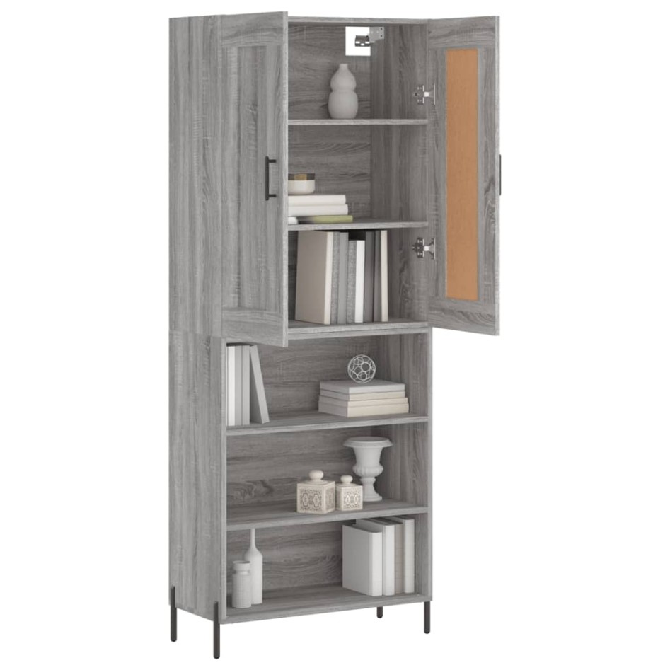 Aparador alto madera contrachapada gris sonoma 69,5x34x180