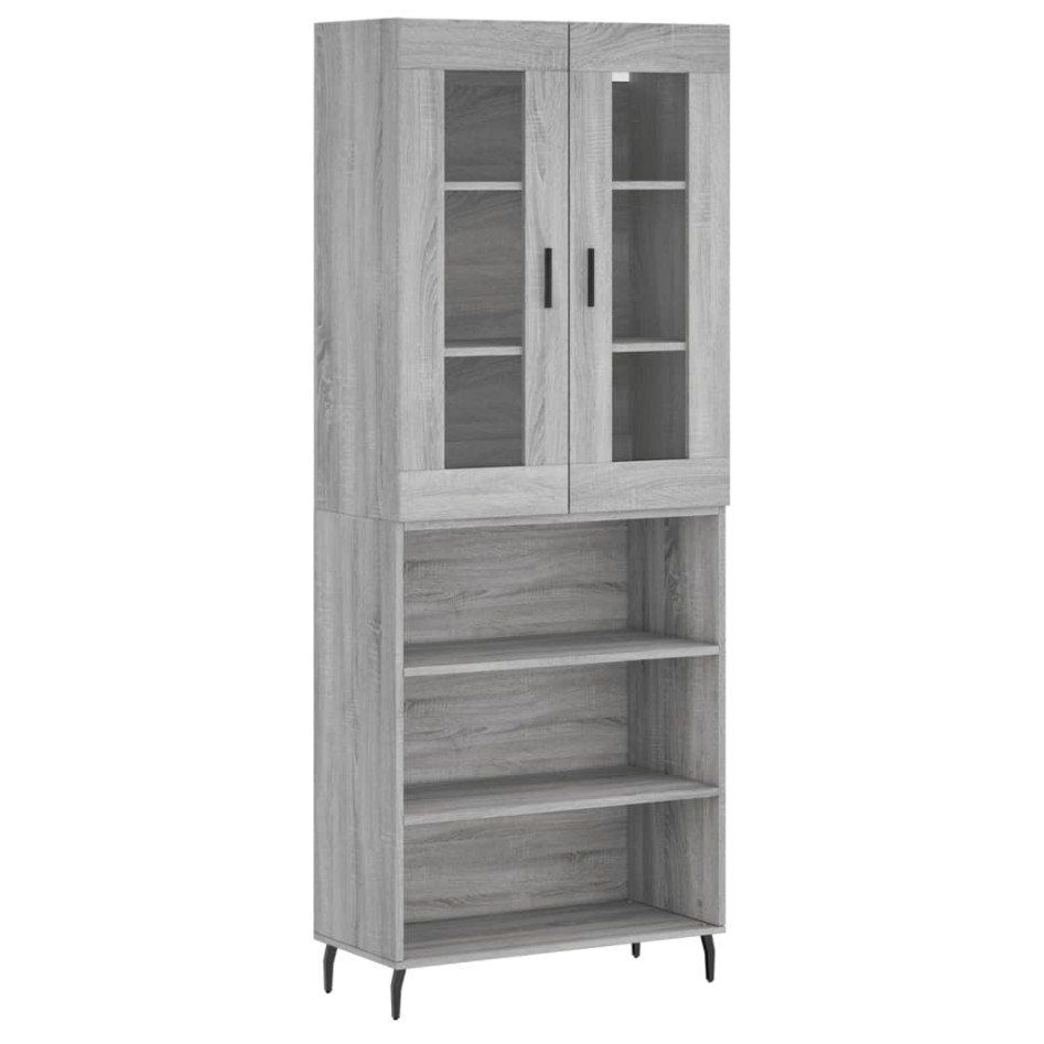 Aparador alto madera contrachapada gris sonoma 69,5x34x180