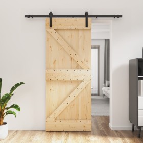 Puerta corredera con herrajes madera maciza de pino 85x210