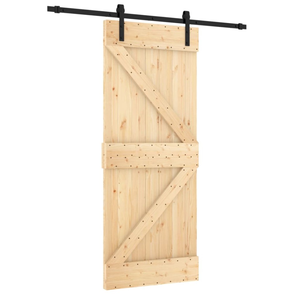 Puerta corredera con herrajes madera maciza de pino 85x210