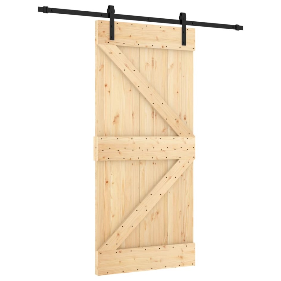 Puerta corredera con herrajes madera maciza de pino 95x210