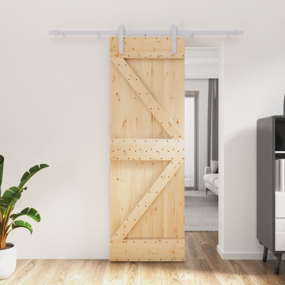 Puerta corredera con herrajes madera maciza de pino 70x210