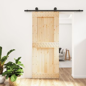 Puerta corredera con herrajes madera maciza de pino 85x210