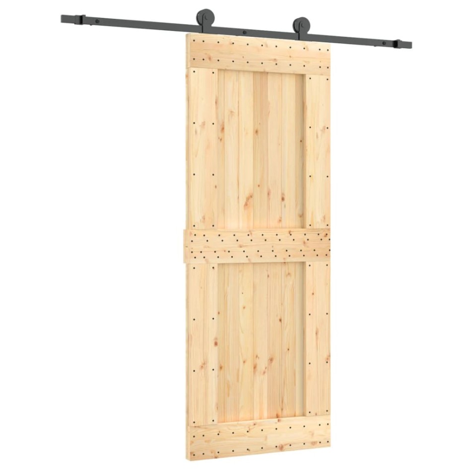 Puerta corredera con herrajes madera maciza de pino 80x210