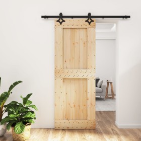 Puerta corredera con herrajes madera maciza de pino 80x210