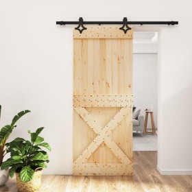 Puerta corredera con herrajes madera maciza de pino 85x210