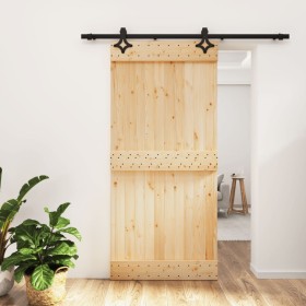 Puerta corredera con herrajes madera maciza de pino 95x210