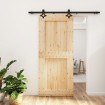 Puerta corredera con herrajes madera maciza de pino 90x210 cm