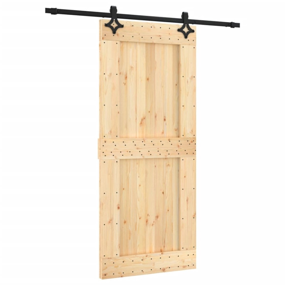 Puerta corredera con herrajes madera maciza de pino 90x210