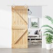 Puerta corredera con herrajes madera maciza de pino 85x210 cm