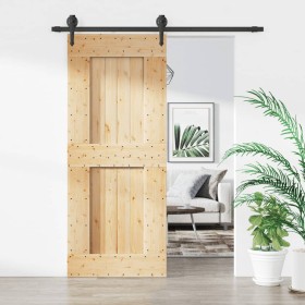 Puerta corredera con herrajes madera maciza de pino 85x210