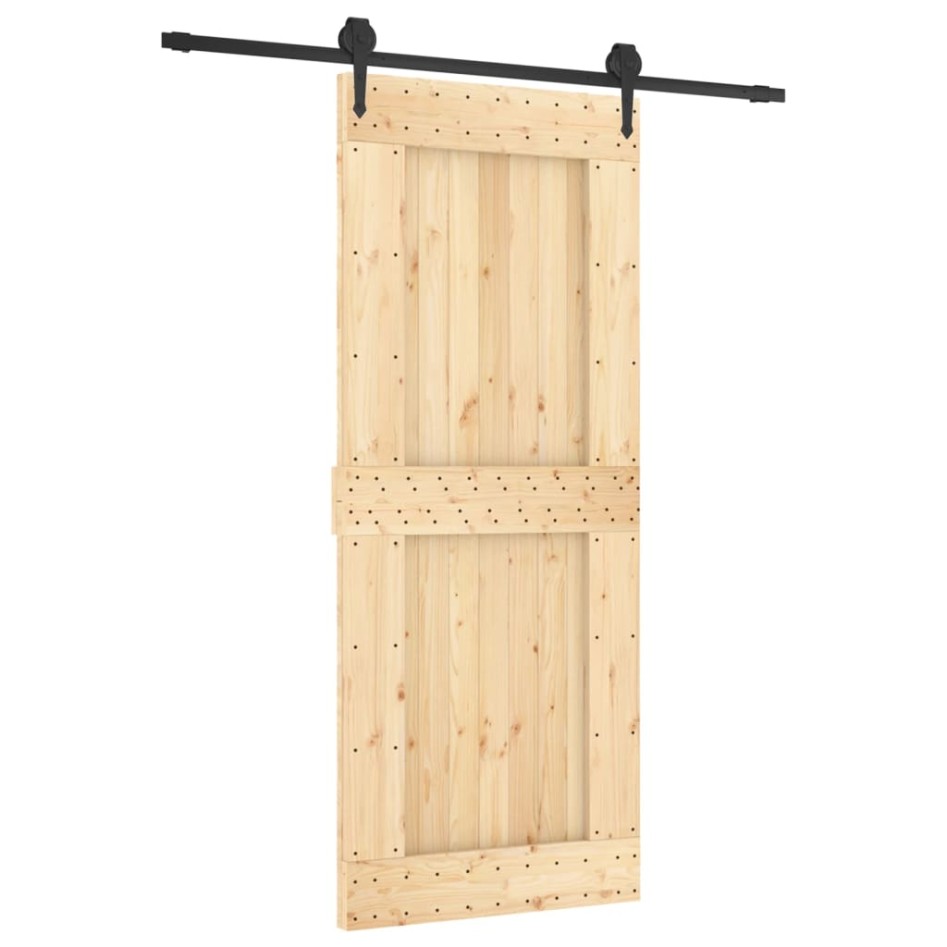 Puerta corredera con herrajes madera maciza de pino 85x210