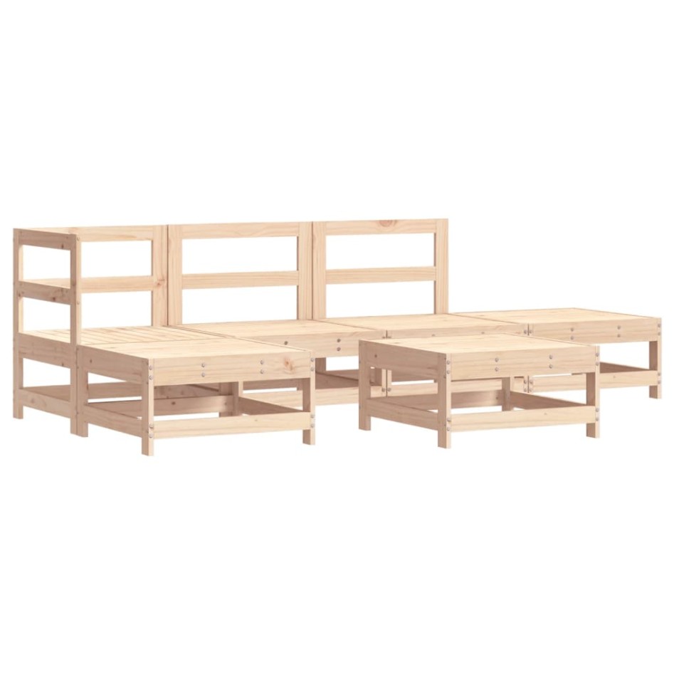 Juego de muebles de jardín 6 piezas madera maciza de