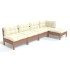Muebles de jardín 5 pzas y cojines madera de pino marrón