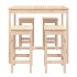 Set de mesa y taburetes altos jardín 5 pzas madera maciza