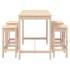 Set de mesa y taburetes altos jardín 5 pzas madera maciza