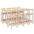 Set de mesa y taburetes altos jardín 9 pzas madera maciza