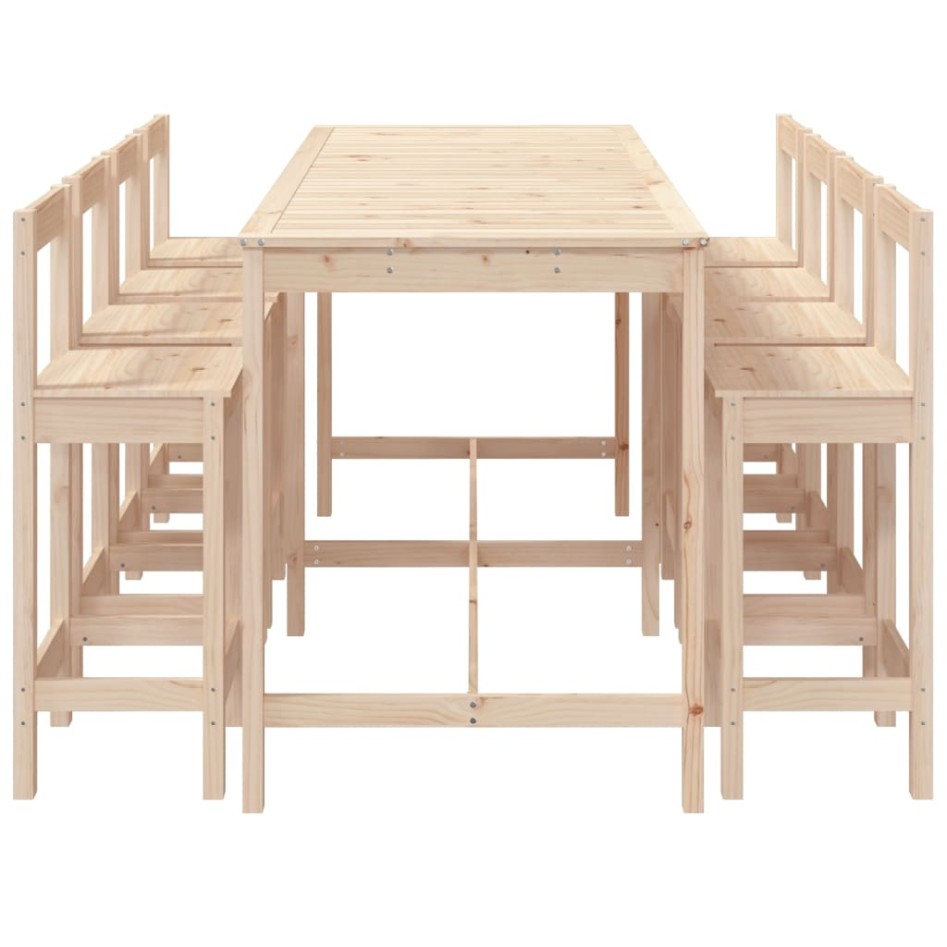 Set de mesa y taburetes altos jardín 9 pzas madera maciza
