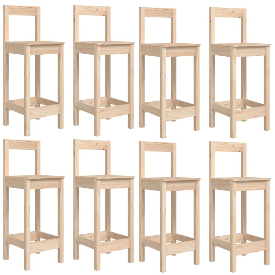 Set de mesa y taburetes altos jardín 9 pzas madera maciza