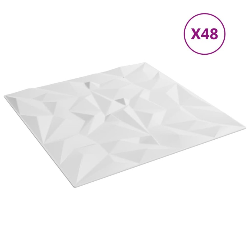 Paneles de pared 48 uds XPS amatista blanco 50x50 cm 12