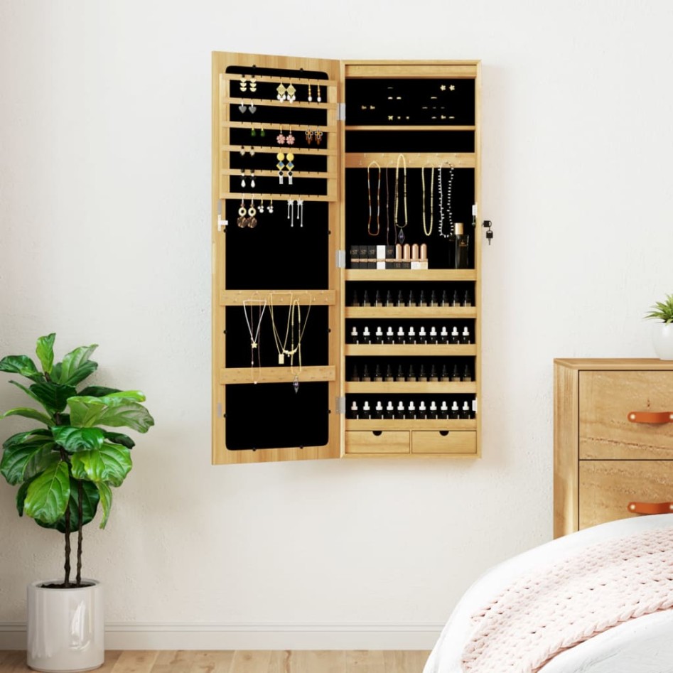 Espejo con joyero y luces LED para