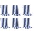 Cojines silla de respaldo bajo 6 uds tela a rayas azul y