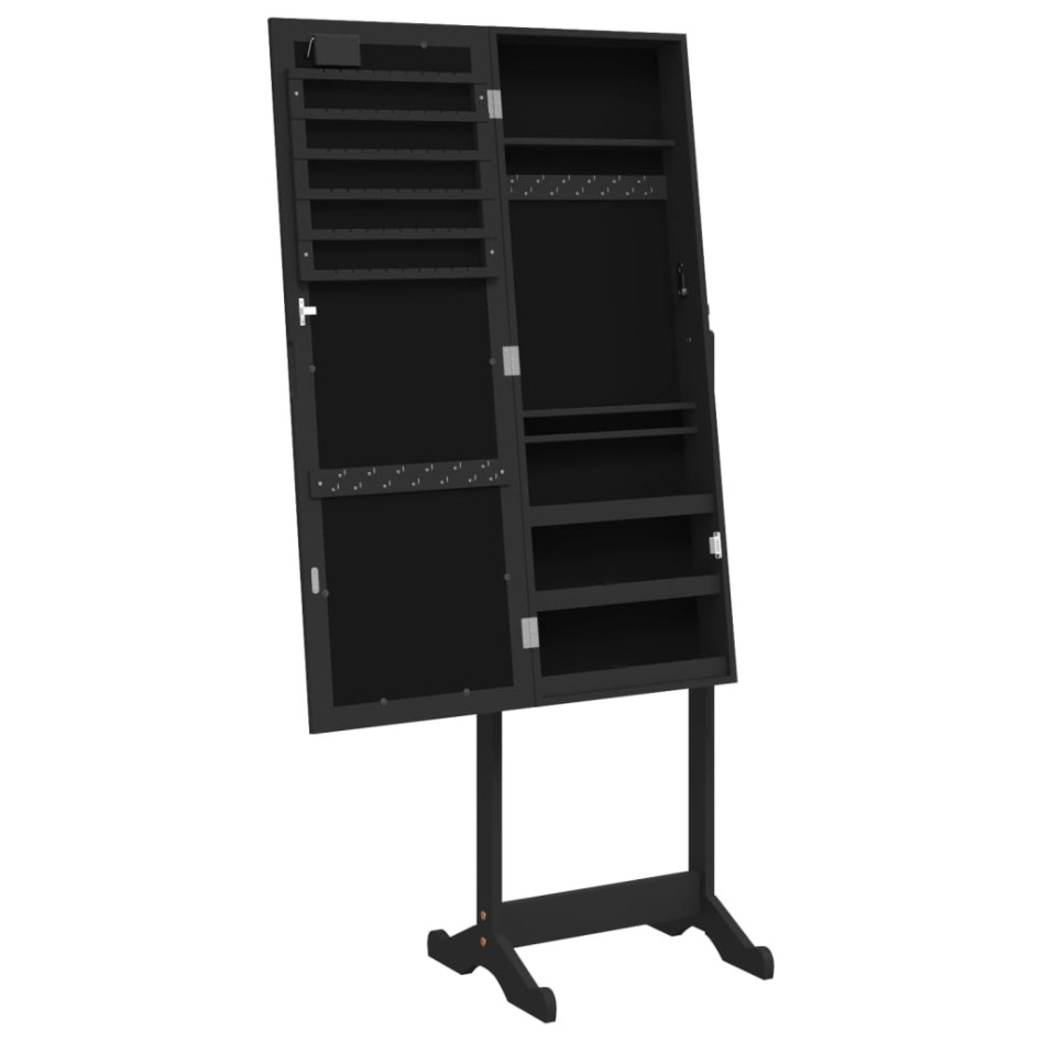 Espejo de pie con joyero y luces LED