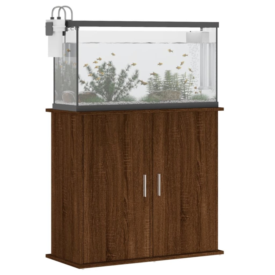 Soporte para acuario madera ingeniería marrón roble 81x36x73