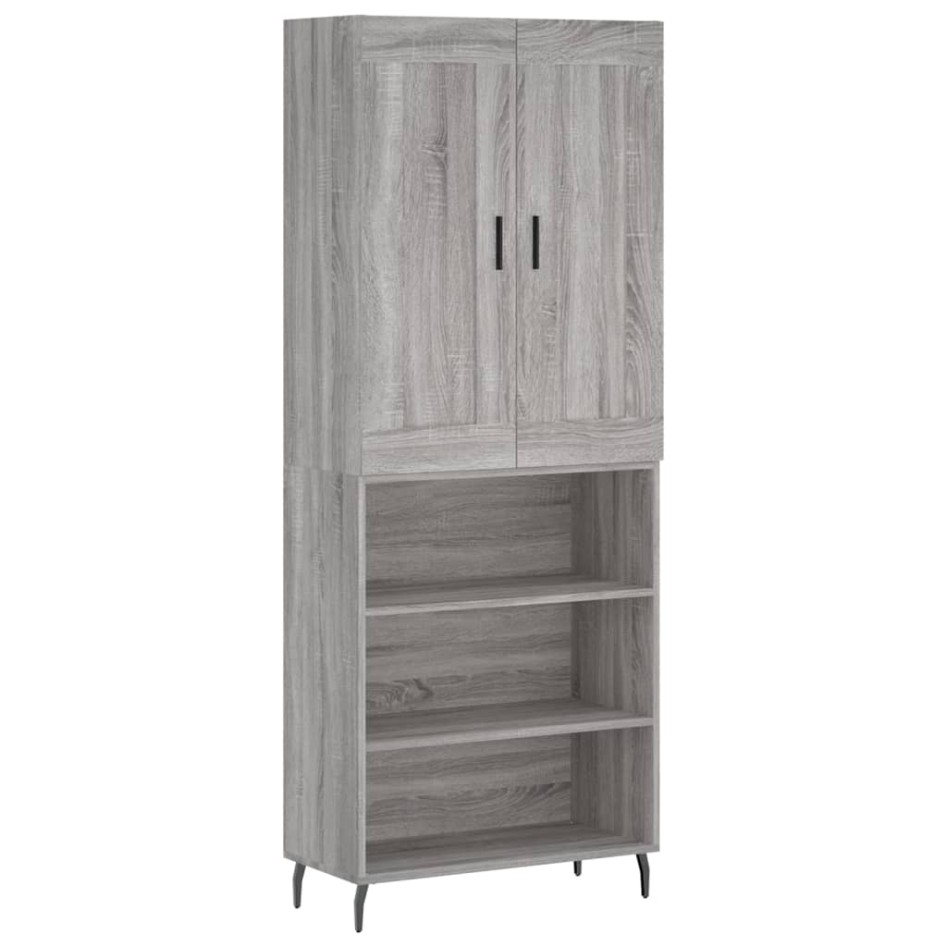 Aparador alto madera contrachapada gris sonoma 69,5x34x180
