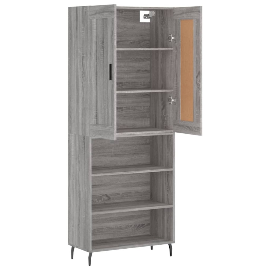 Aparador alto madera contrachapada gris sonoma 69,5x34x180