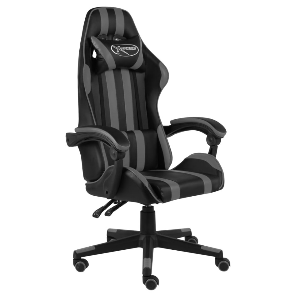 Silla gaming de cuero sintético negro y