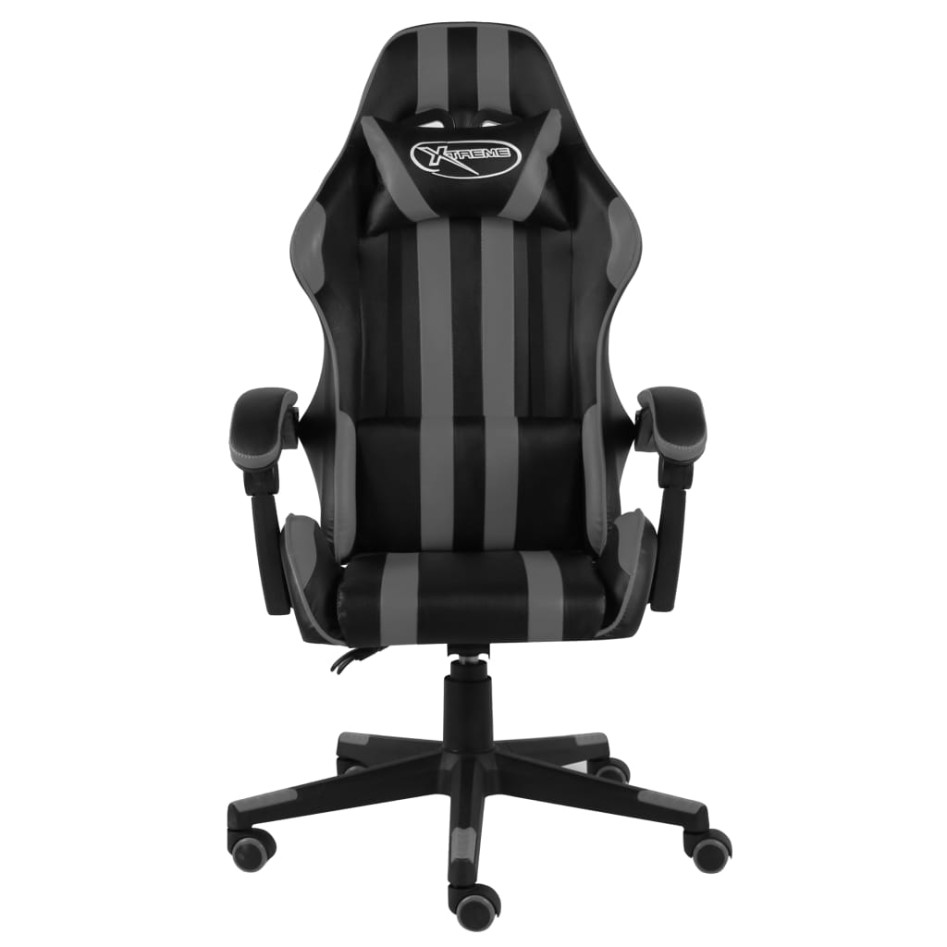 Silla gaming de cuero sintético negro y