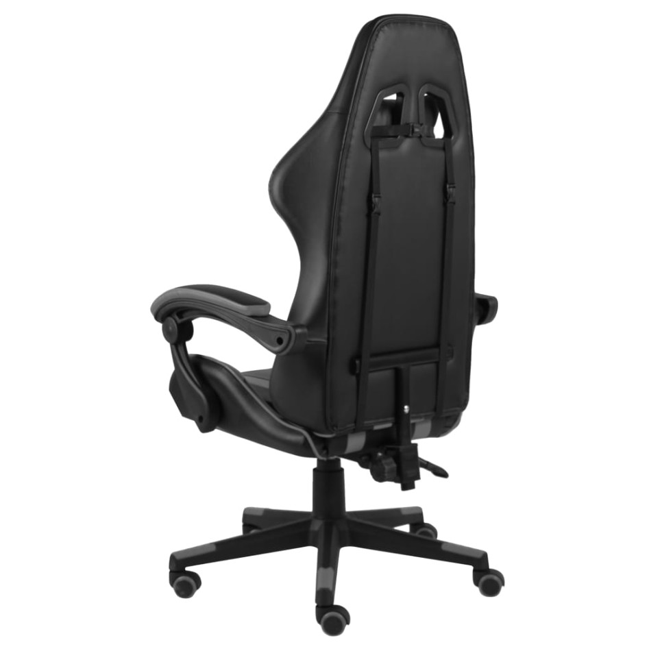 Silla gaming de cuero sintético negro y
