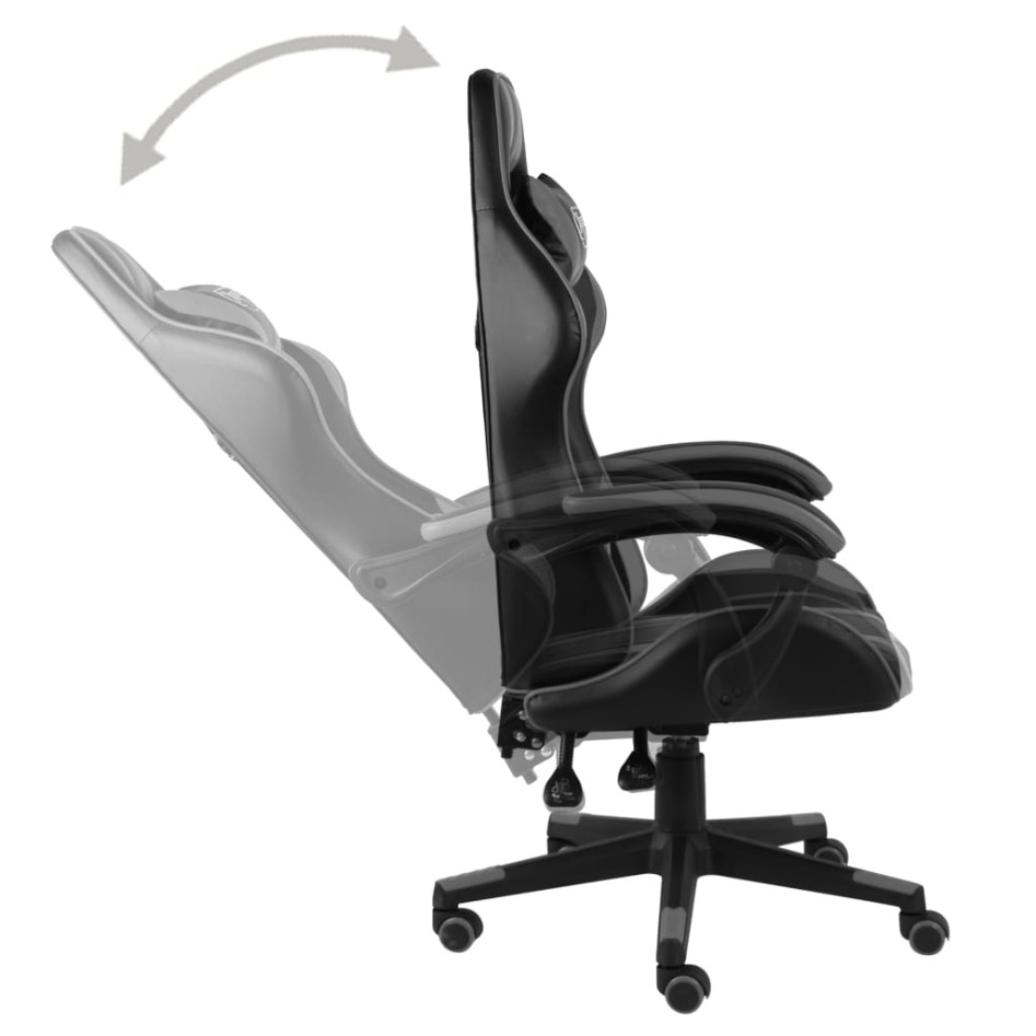 Silla gaming de cuero sintético negro y