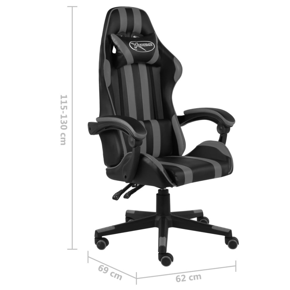 Silla gaming de cuero sintético negro y