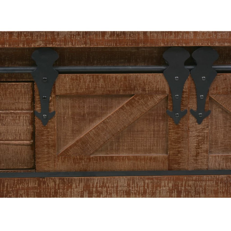 Mesa consola de madera de abeto maciza marrón 131x35,5x75