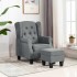 Sillón con reposapiés tela gris