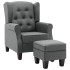 Sillón con reposapiés tela gris