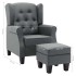 Sillón con reposapiés tela gris