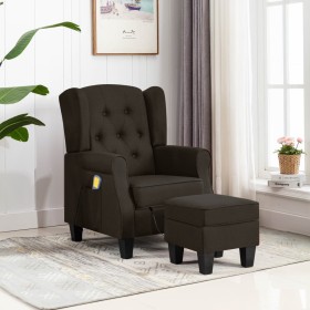 Sillón de masaje con reposapiés tela marrón