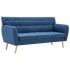 Sofá de 3 plazas tapizado de tela azul 172x70x82