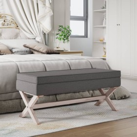 Taburete con almacenaje tela gris oscuro 110x45x49