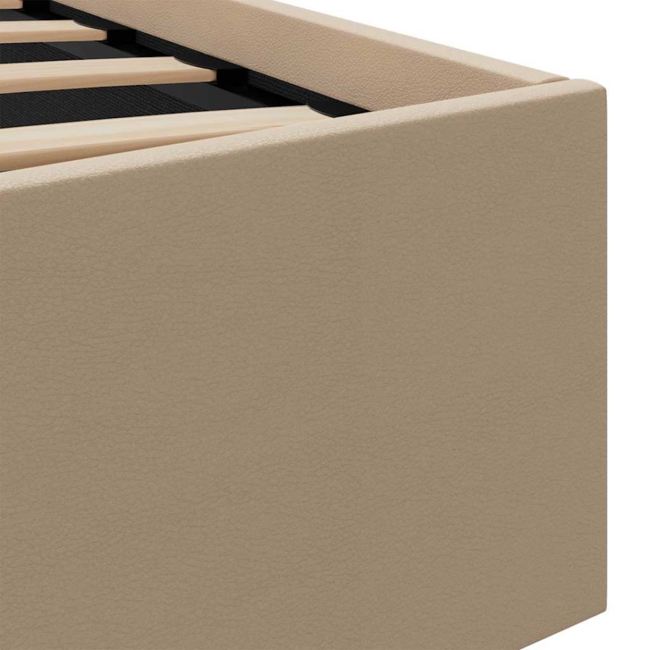 Cama canapé hidráulica LED cuero sintético capuchino 100x200